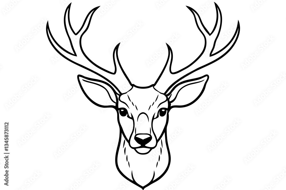 Fototapeta premium deer head line art silhouette vector illustration