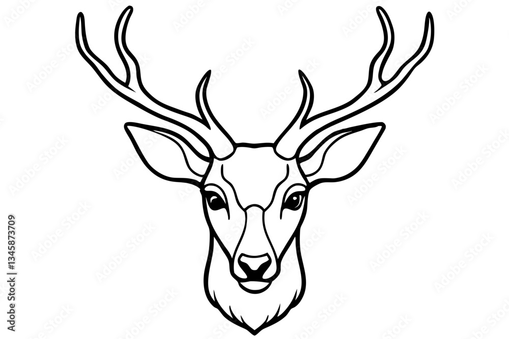 Naklejka premium deer head line art silhouette vector illustration