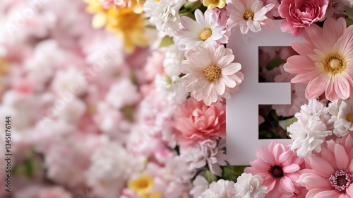 Wallpaper Mural Pastel flowers surround a white letter F Torontodigital.ca