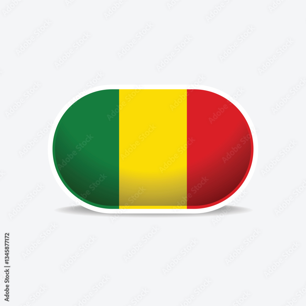 Fototapeta premium Mali national flag button vector