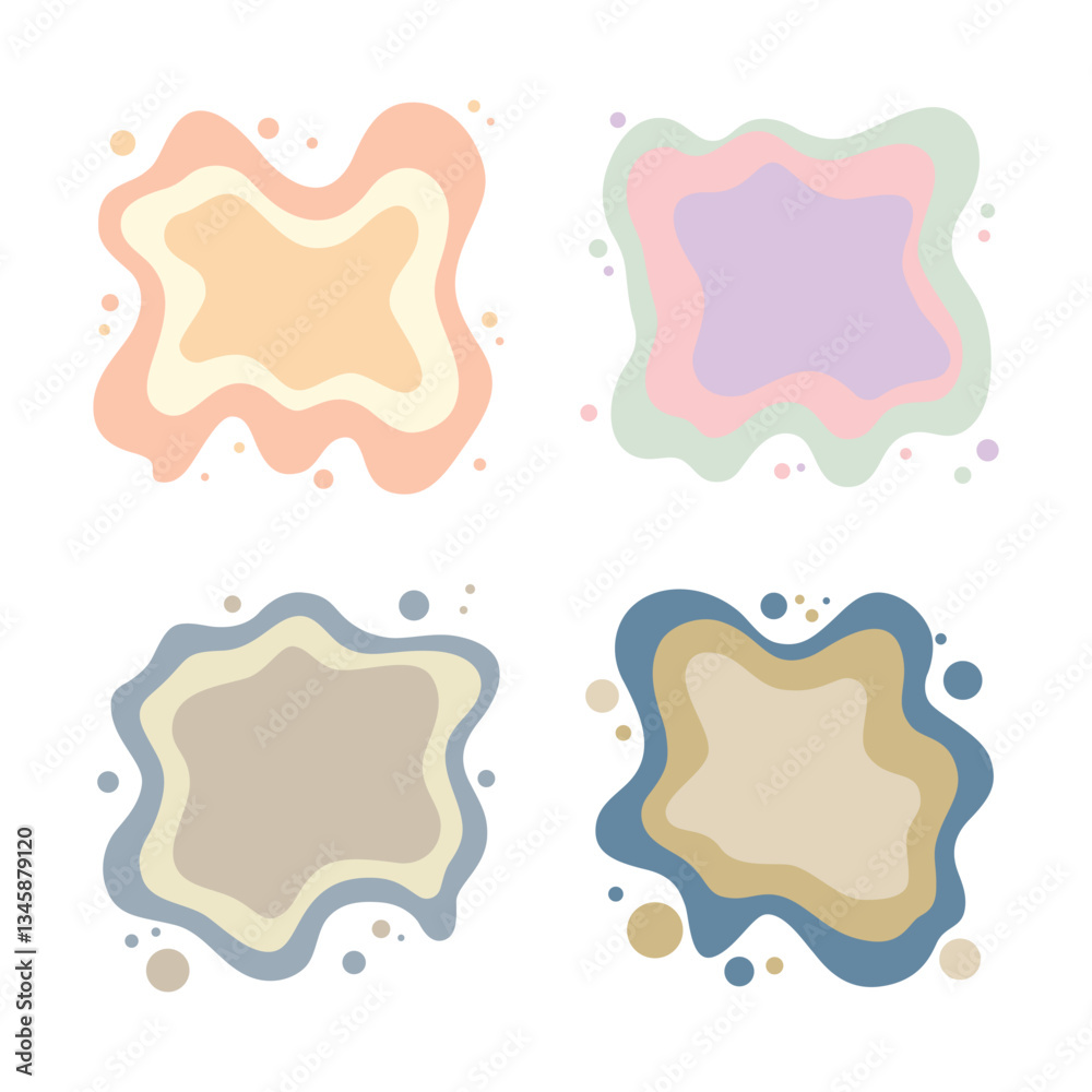 Fototapeta premium Set of Colorful Pastel Abstract Organic Water Fluid Liquid Blob Shape Background
