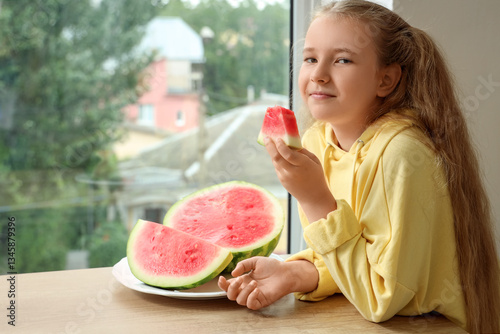 Happy little girl with fres...
