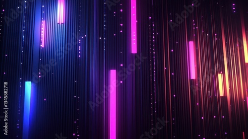 Abstract Illuminated lines, with blue, pink, orange hues creating a vibrant display