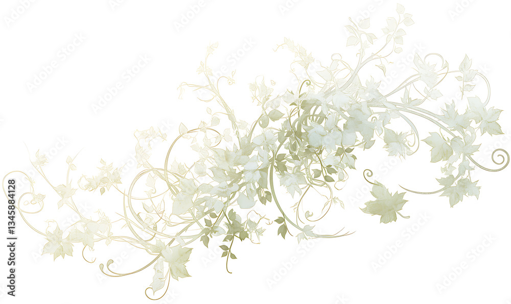 .Illustration of trees, leaves, grass and various botanical elements on a white background. .Illustration of trees, leaves, grass and various botanical elements on a white background.