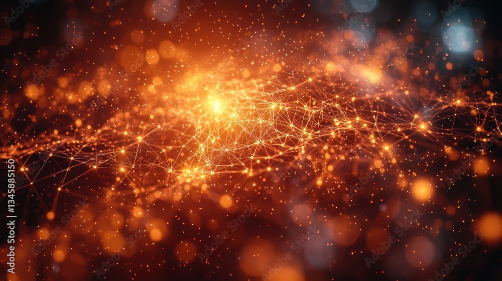 Abstract Network: Glowing Orange Constellation Abstract Network: Glowing Orange Constellation