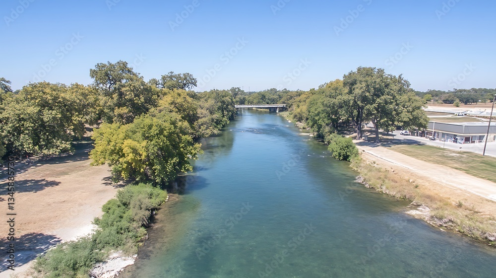 River Bridge Aerial View for Sunny Day. River Bridge Aerial View for Sunny Day.