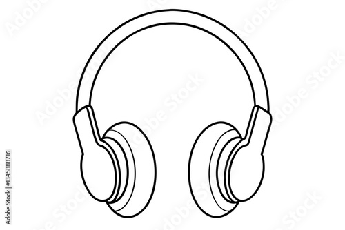 headphone line art silhouette vector illustration
