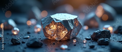 A shiny, metallic object with a reflective surface