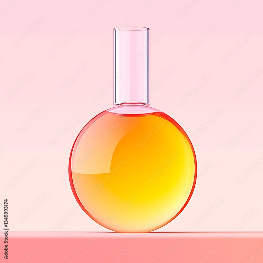 Pink backdrop for round flask, orange liquid. Pink backdrop for round flask, orange liquid.