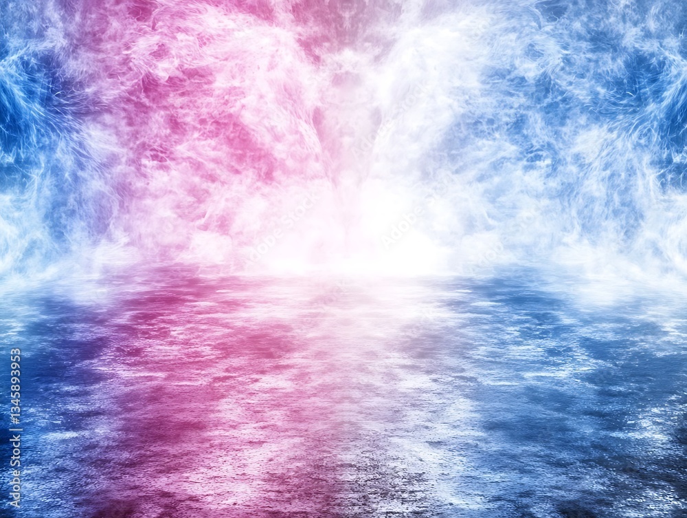 Fototapeta premium Pink Blue Smoke Reflecting for Abstract Background.