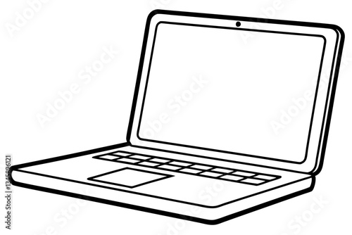 laptop line art silhouette vector illustration