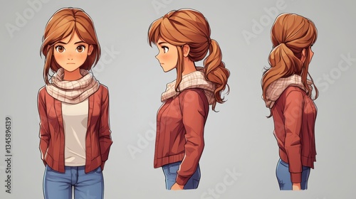 A character design for a visual novel, emotional character, visual novel style