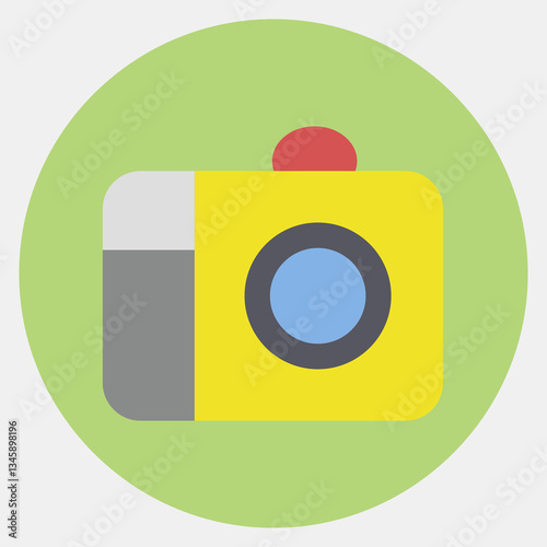 Icon camera. Camping and adventure elements. Icons in color mate style. Good for prints, posters, logo, advertisement, infographics, etc.