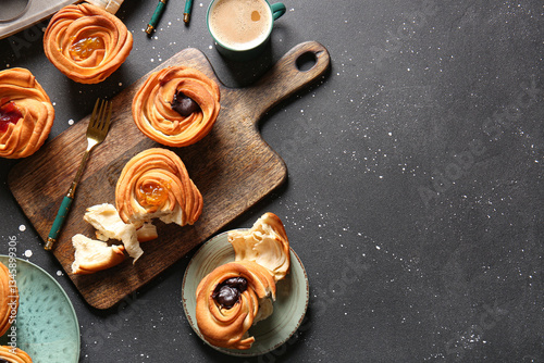Sweet pastry buns with jam ...