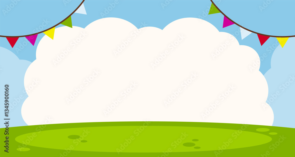Park landscape illustration and blank cloud background for text area. Suitable for certificate, poster, banner, greeting card. Park landscape illustration and blank cloud background for text area. Suitable for certificate, poster, banner, greeting card.
