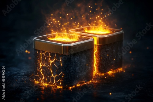 A highly detailed close-up of an engine pistons firing, showing extreme heat and combustion sparks