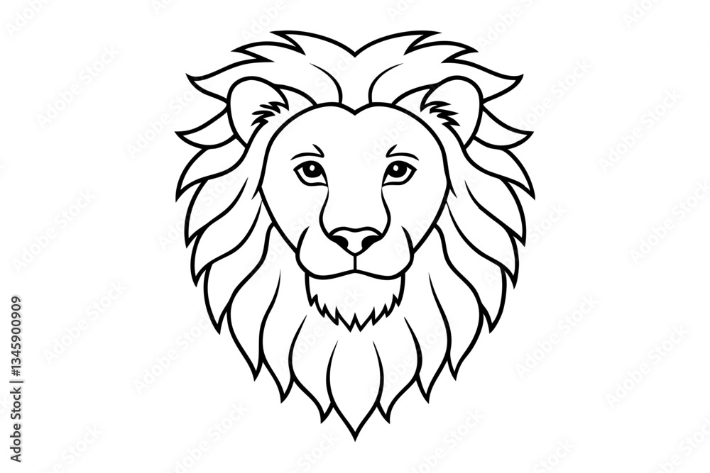 Fototapeta premium lion head line art silhouette vector illustration