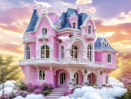 Pink Castle Dream Home for Sunset Cloudscape.