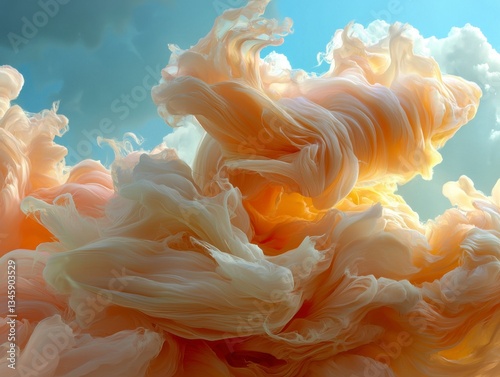 Experience the visual symphony of Rich mahogany waves with intense shine, an abstract cloudscape painting that captures the ethereal beauty of atmospheric phenomena Witness the dance of light and