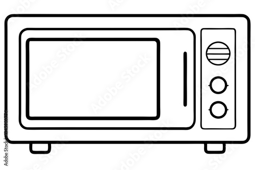 microwave oven line art silhouette vector illustration