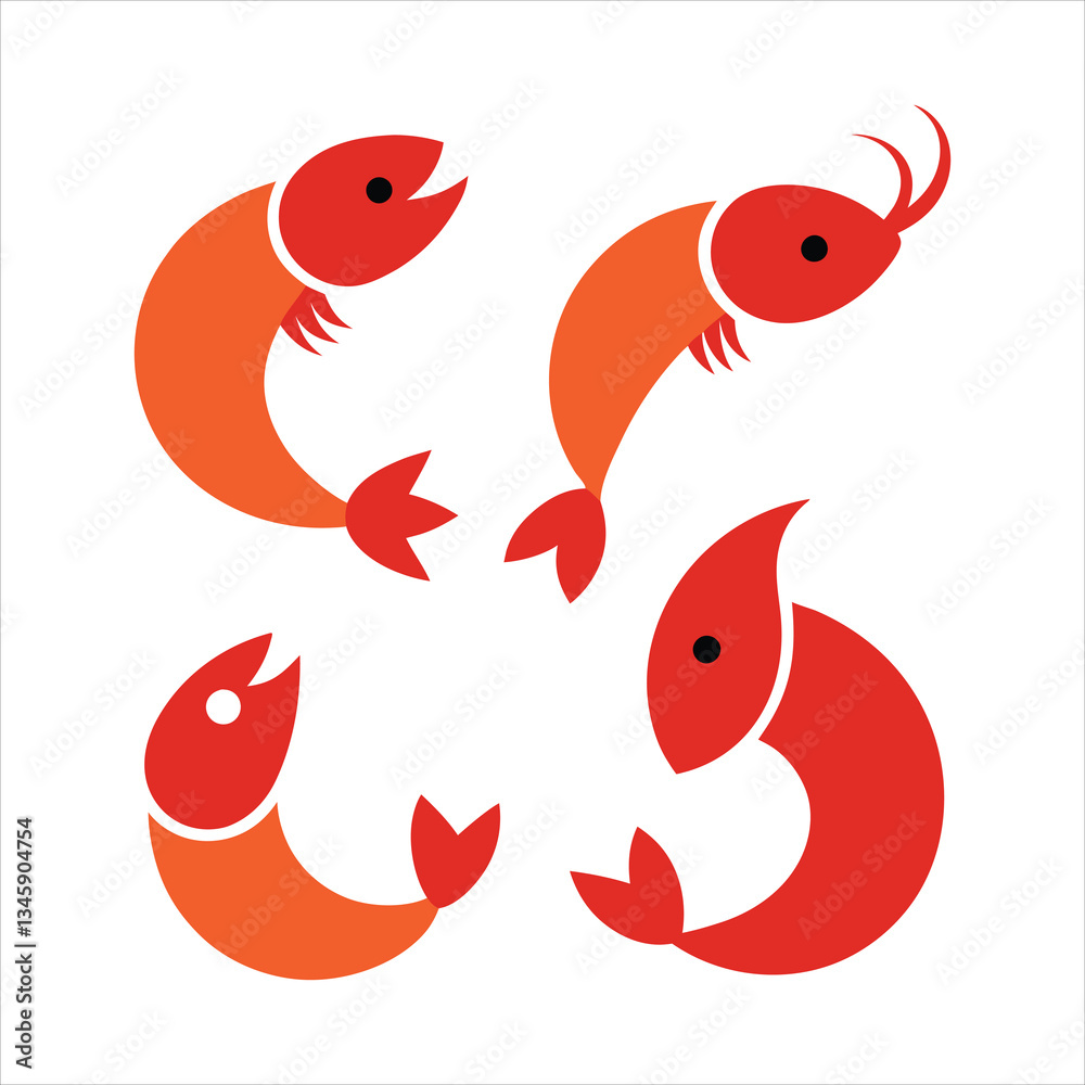 Obraz premium Shrimp icon. Boiled Prawn in shell on a white background. Realistic vector illustration