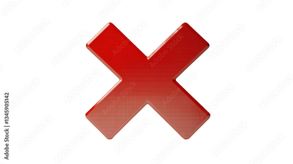 Bright Red Cross Symbol Representing Stop, Block, or Deny Action Bright Red Cross Symbol Representing Stop, Block, or Deny Action