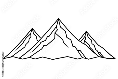 mountains line art silhouette vector illustration