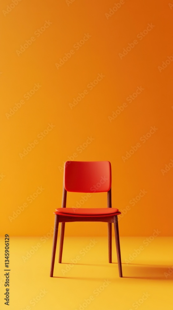 Obraz premium red chair with orange background