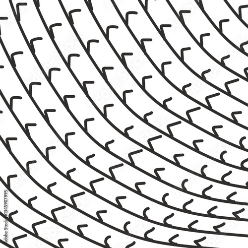 Arched lines with curved needles and thorns