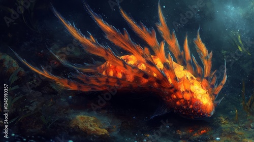 Tableau sur toile Art Sea Slug Scene Flame Gills Gloom Living Crawls