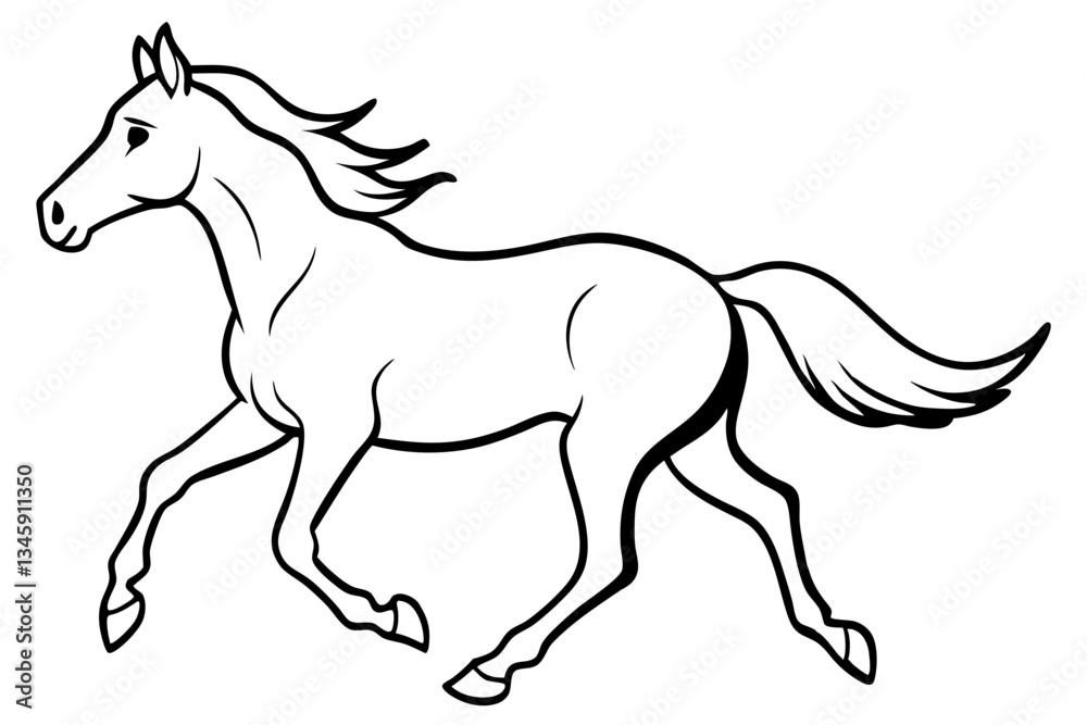 Fototapeta premium running horse line art silhouette vector illustration