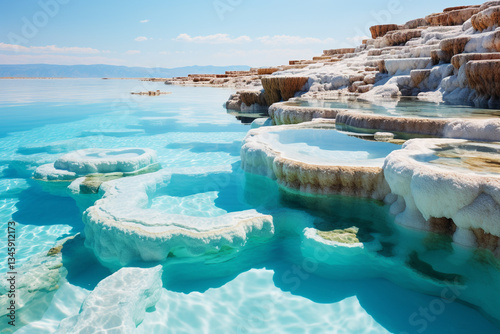 Pays homage to allure of Pamukkale in Turkey, unveiling ethereal cascades of opalescent mineral laden waters, otherworldly vistas, and profound awe stirred by this unparalleled marvel of nature