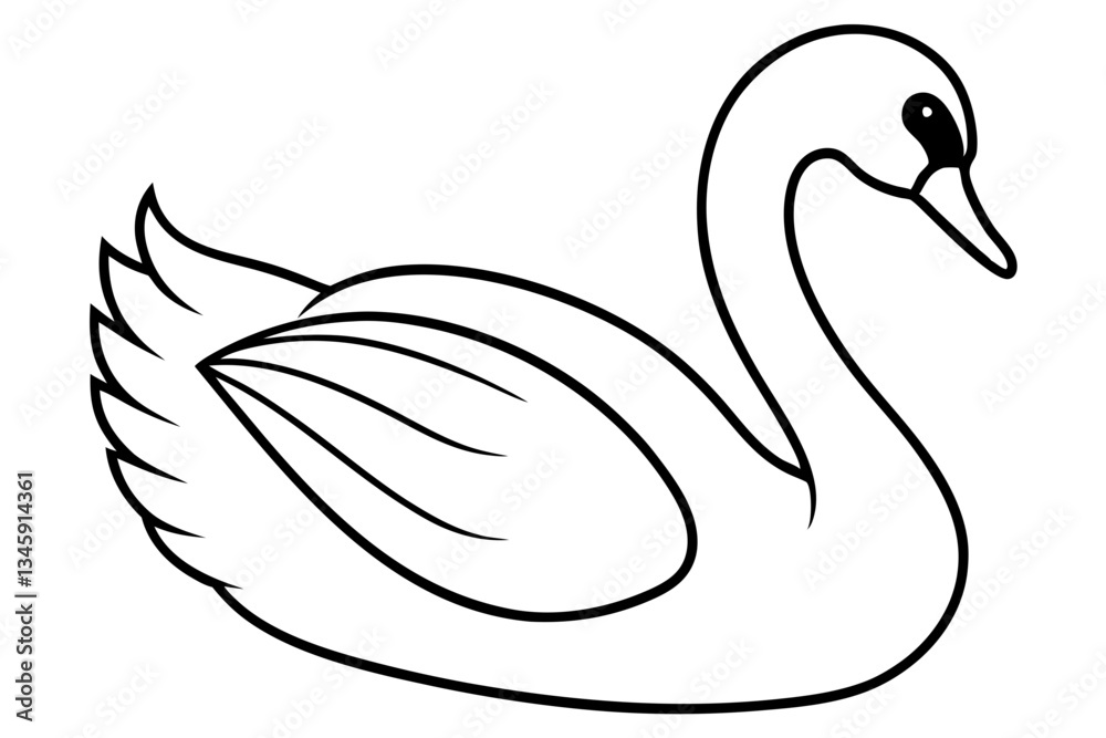 Fototapeta premium swan line art silhouette vector illustration