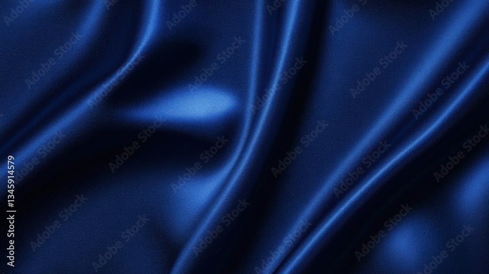 Obraz premium A close-up of rich, deep blue satin fabric, showcasing its smooth texture and gentle folds, perfect for design and fashion applications.