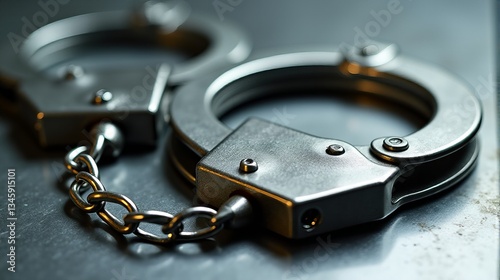 Wallpaper Mural Metal Handcuffs Close Up on Dark Surface Law Enforcement and Justice Torontodigital.ca