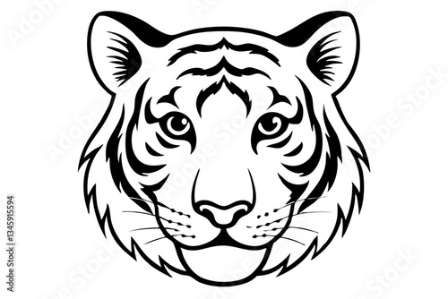  tiger head line art silhouette vector illustration