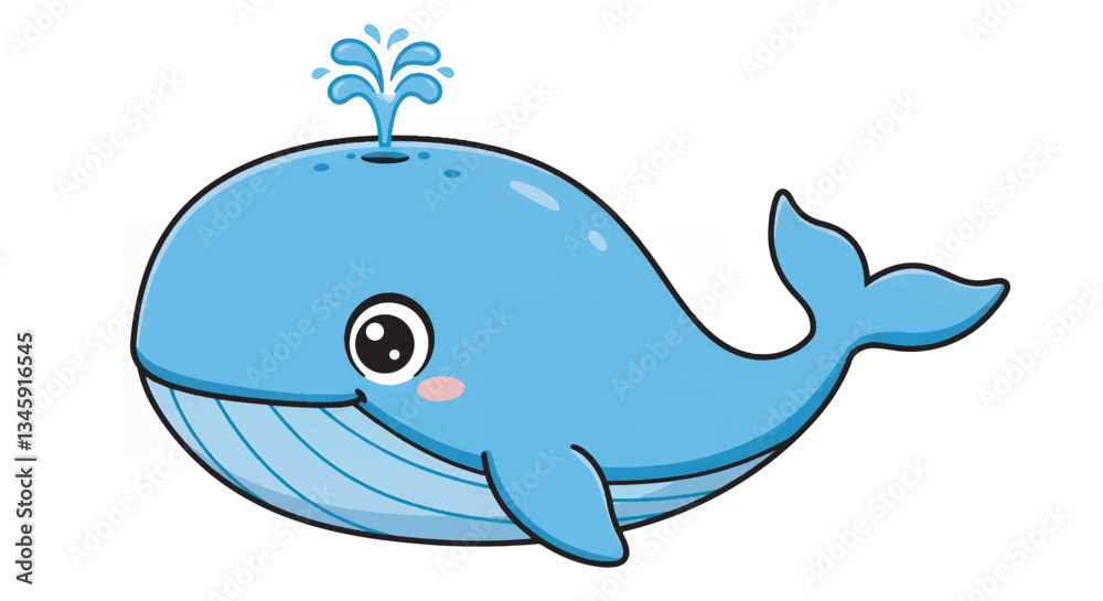Cute Blue Cartoon Whale with Friendly Eyes. Vector Illustration Cute Blue Cartoon Whale with Friendly Eyes. Vector Illustration