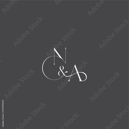 monogram wedding logo concept initial with line NA luxury curvy style letter