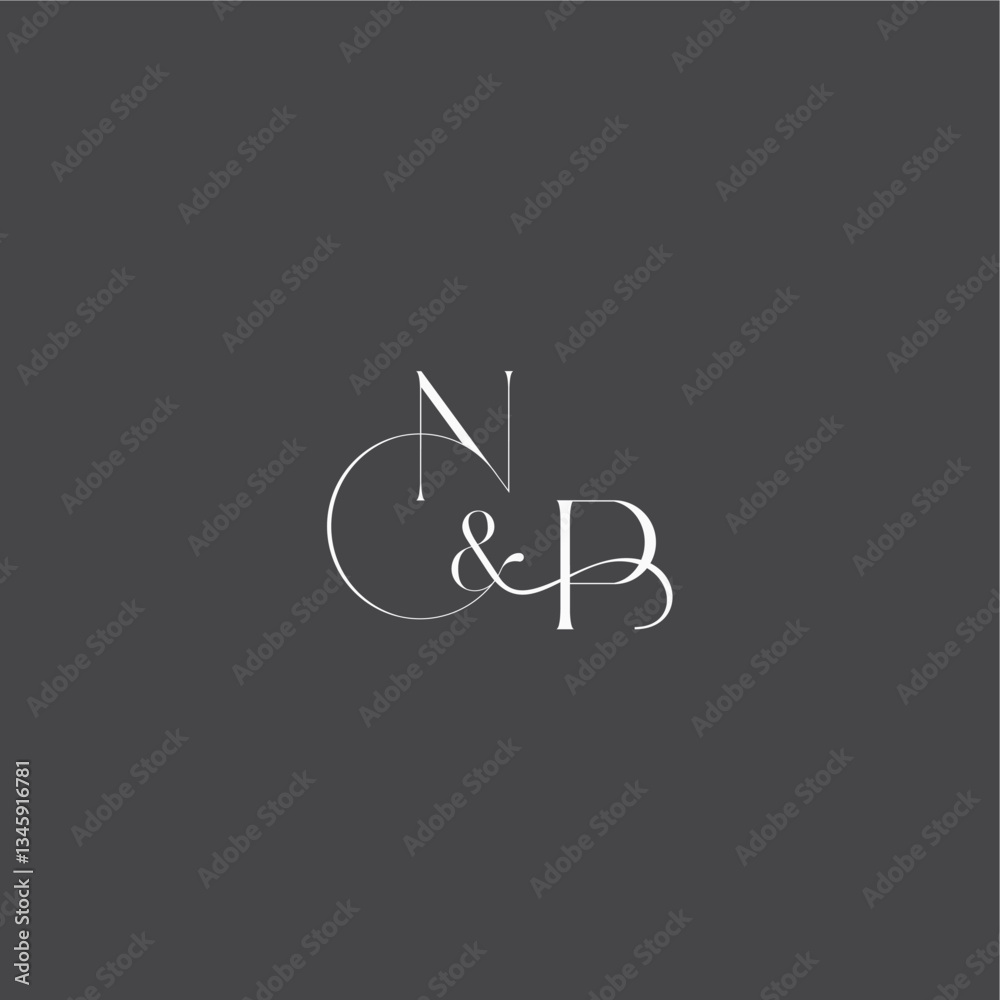 monogram wedding logo concept initial with line NP luxury curvy style letter monogram wedding logo concept initial with line NP luxury curvy style letter