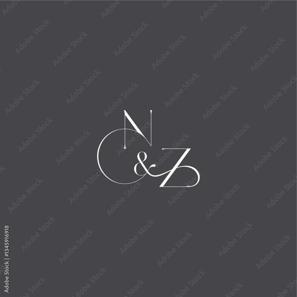 monogram wedding logo concept initial with line NZ luxury curvy style letter monogram wedding logo concept initial with line NZ luxury curvy style letter