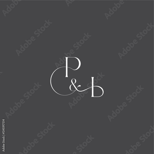 monogram wedding logo concept initial with line PI luxury curvy style letter
