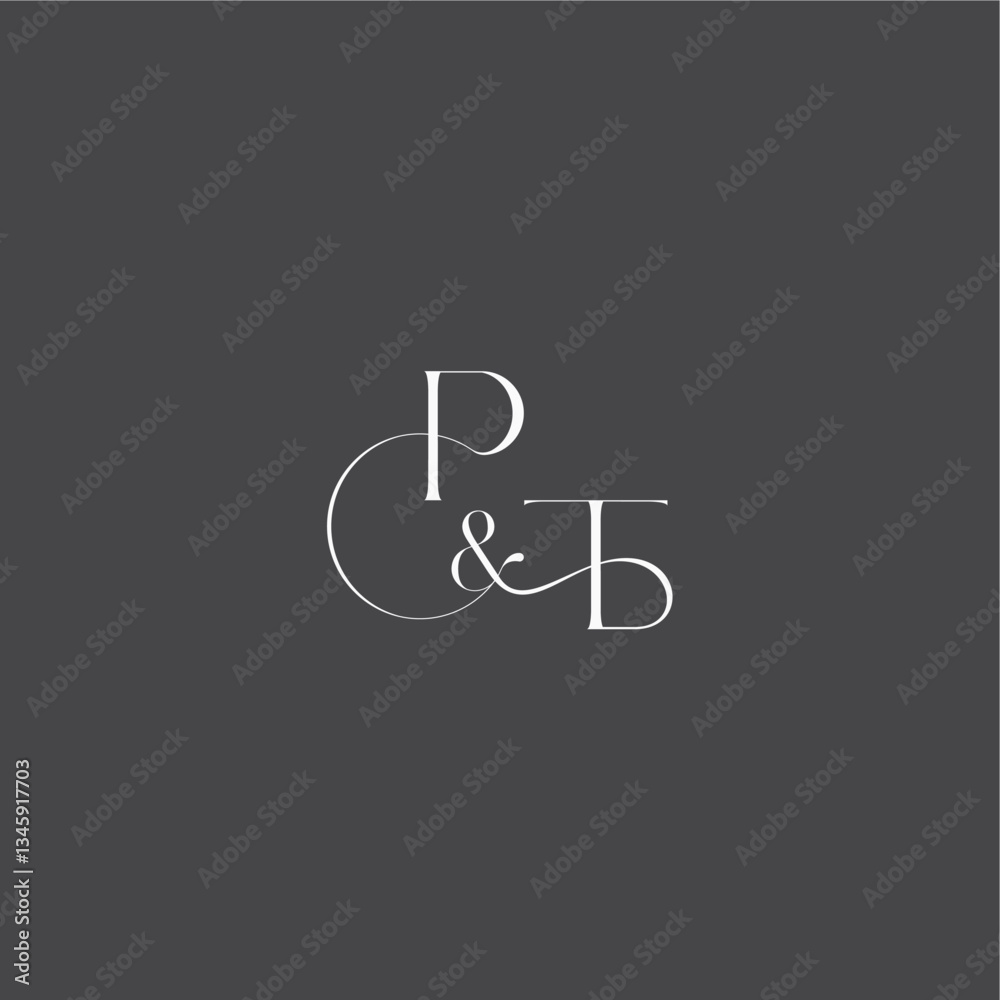 monogram wedding logo concept initial with line PT luxury curvy style letter monogram wedding logo concept initial with line PT luxury curvy style letter