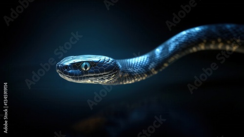 Beautiful Gently Curled Snake Shedding Skin in Stunning Detail on a Black Background Captivating Reptile Photography