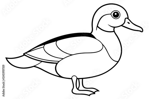 Canvas Print wood duck line art silhouette vector illustration