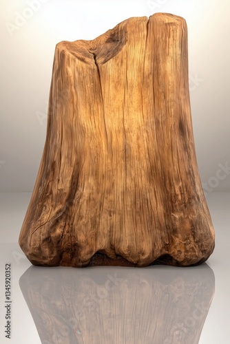 Rustic Beaver Chewed Log with Raw Textures and Natural Bite Marks on Neutral Background