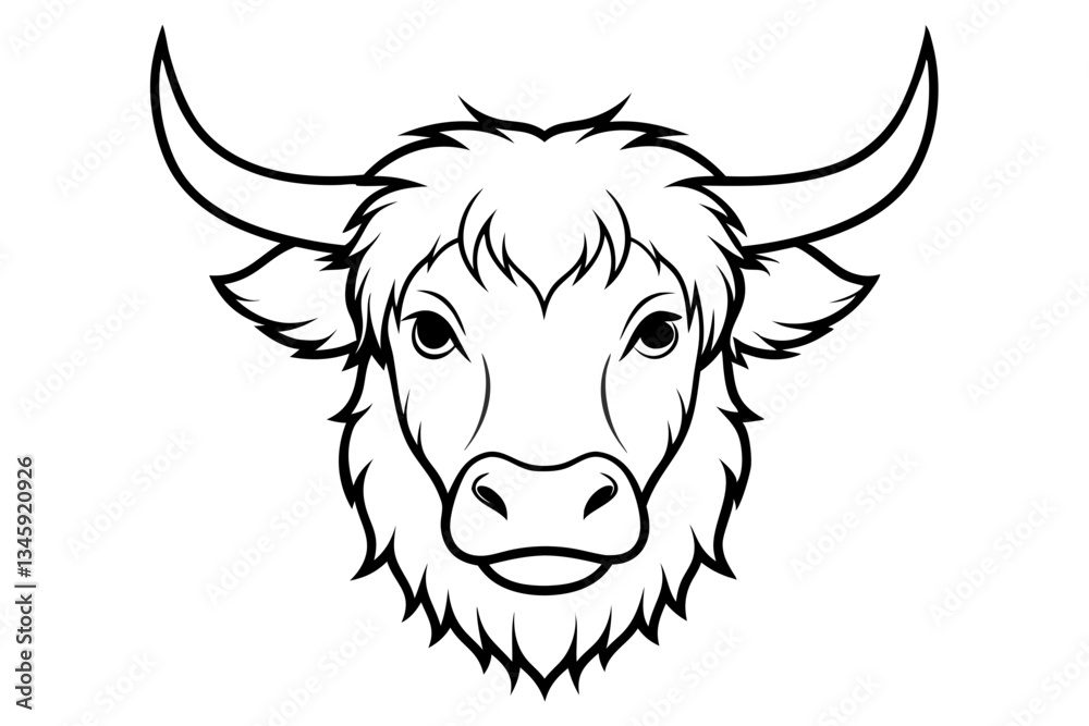 Obraz premium yak head line art silhouette vector illustration