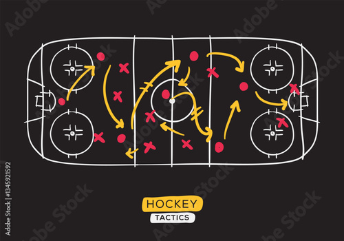 Hockey tactics board, freehand drawing design.
