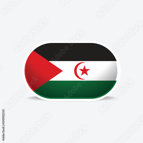 Free Download Western Sahara national flag button vector - GFXLoad