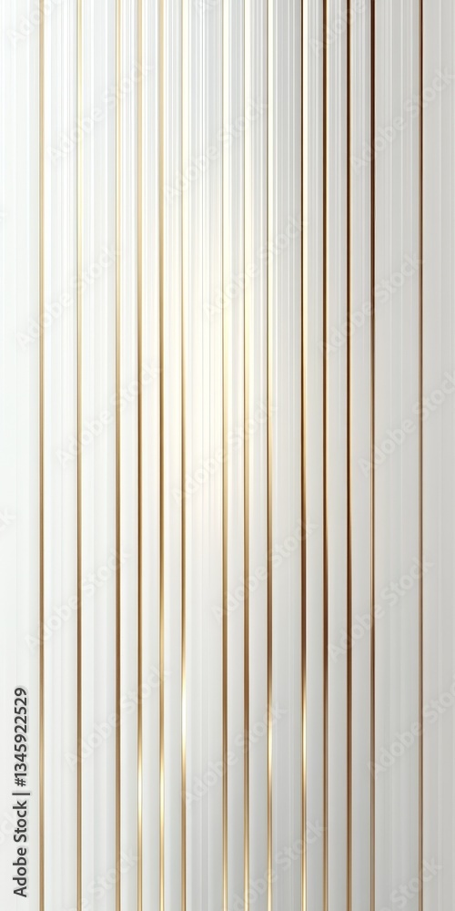 Fototapeta premium Minimalist white background with vertical stripes featuring gold edges and metallic sheen. Clean and elegant abstract pattern with high resolution, soft lighting, and a serene, modern aesthetic.