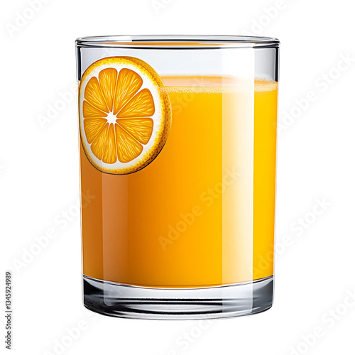 A Glass of Fresh Orange Juice Isolated on a Transparent Background- food-related designs, restaurant menus, advertisements, healthy lifestyle